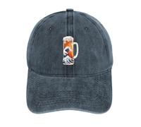 The Great Wave of Beer divertente berretto da baseball in cotone denim vintage regolabile visiera parasole cappello papà per donne uomini, Stile blu navy, Taglia unica