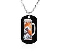 The Great Wave of Beer Fashion Memorial Collane stampate in acciaio al titanio ciondolo gioielli novità immagine collana Dog Tag per uomo donna