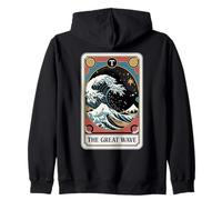 The Great Wave off Kanagawa By Night Tarocchi Card Retro Felpa con Cappuccio