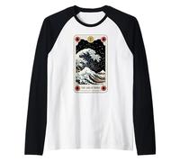 The Great Wave off Kanagawa By Night Tarocchi Card Retro Maglia con Maniche Raglan