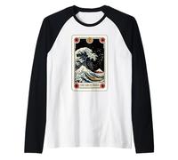 The Great Wave off Kanagawa By Night Tarocchi Card Retro Maglia con Maniche Raglan