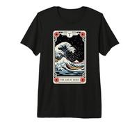 The Great Wave off Kanagawa By Night Tarocchi Card Retro Maglietta Premium