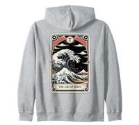 The Great Wave off Kanagawa Tarocchi Notte Opera d'Arte Giappone Felpa con Cappuccio