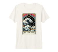The Great Wave off Kanagawa Tarocchi Notte Opera d'Arte Giappone Maglietta Premium