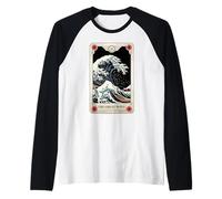 The Great Wave off Kanagawa Tarocchi Opera d'Arte retrò Giappone Maglia con Maniche Raglan