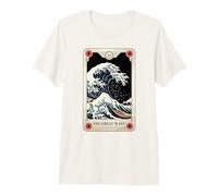 The Great Wave off Kanagawa Tarocchi Opera d'Arte retrò Giappone Maglietta Premium