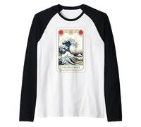 The Great Wave off Kanagawa Tarocchi Opere d'Arte Giappone Maglia con Maniche Raglan