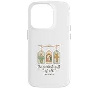 The Greatest Gifts of All Matthew 1:21 Nativity Watercolor Custodia per iPhone 14 Pro