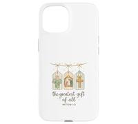 The Greatest Gifts of All Matthew 1:21 Nativity Watercolor Custodia per iPhone 15