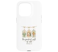 The Greatest Gifts of All Matthew 1:21 Nativity Watercolor Custodia per iPhone 15 Pro