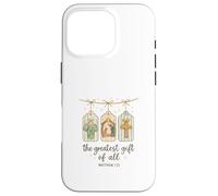 The Greatest Gifts of All Matthew 1:21 Nativity Watercolor Custodia per iPhone 16 Pro