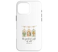 The Greatest Gifts of All Matthew 1:21 Nativity Watercolor Custodia per iPhone 16 Pro Max