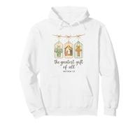 The Greatest Gifts of all Matthew 1:21 Nativity Watercolor Felpa con Cappuccio