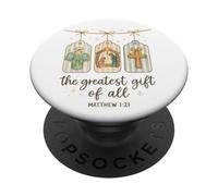 The Greatest Gifts of All Matthew 1:21 Nativity Watercolor PopSockets PopGrip Adesivo
