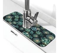 The Green Cactus has Thorns Sink Splash Guard Faucet Mat, Kitchen Faucet Ventosa, Maniglia Rubinetto Drip Catcher Vassoio Vassoio di asciugatura per Bagno (38,1 x 14 cm)