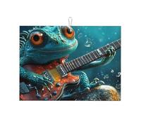 The Green Lizard Play The Piano - Tappetino scolapiatti grande, in microfibra, riutilizzabile, lavabile, per accessori da cucina, 45,7 x 61 cm