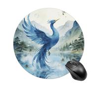 The Green Phoenix Plays by The Stream Tappetino per mouse portatile rotondo da gioco carino piccolo tappetino per mouse decorativo antiscivolo tappetino per mouse da gioco per casa ufficio lavoro 19 x
