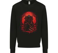 The Grim Reaper Su His Trono Biker Gotico Bambini Felpa Maglione