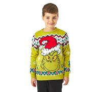 The Grinch Maglione Natalizio per Bambini in Verde | Maglione Lavorato a Maglia con Grafica per Bambini | Caldo Top in Maglia a Maniche Lunghe per Le Vacanze Festive | Divertente Pullover Lavorato