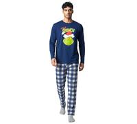 The Grinch - Pigiama da uomo, set pigiama a maniche lunghe con pantaloni, colore blu