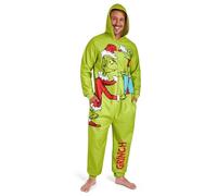 The Grinch Pile Pigiama Intero Uomo con Cappuccio, Pile Tuta Intera - Regalo Uomo(Verde, M)