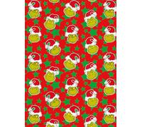 The Grinch - Rotolo di carta da regalo natalizia, 4 m, colore: rosso e verde