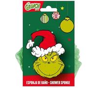 The Grinch - Spugna da bagno natalizia con motivo decorativo in blister e spugna verde a fiore, ideale come regalo di Natale, gioco simbolico o bagno quotidiano con personaggi di Dr. Seuss