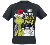 The Grinch This Is My Jolly Face Uomo T-Shirt Nero XL 100% Cotone Regular