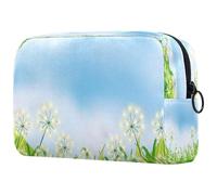 The Growing Weeds - Beauty case da donna, con disegno di dente di leone sotto il cielo blu, borsa da viaggio grande, con cerniera, Multi, 18.5x7.5x13cm/7.3x3x5.1in, Beauty case