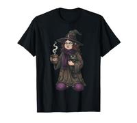 The Grumpy Witch Coffee Black Familiar GAT Divertente Halloween Maglietta