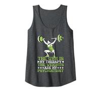 The Gym Is My Therapy, The Weights Are My Psychiatrist - Canotta, Donna, Grigio Scuro, XL