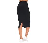 THE GYM PEOPLE Gonna longuette aderente aderente elastico sotto il ginocchio con fessura posteriore, nero, L