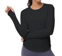 THE GYM PEOPLE Maglia Manica Lunga Collo Tondo Corsa con Foro Pollice