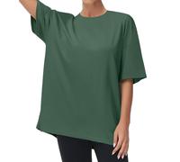 THE GYM PEOPLE T-shirt oversize casual da donna estiva girocollo manica corta allenamento basic tee top, Verde chiaro, L