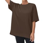 THE GYM PEOPLE T-shirt oversize casual da donna estiva girocollo manica corta allenamento basic tee top, Marrone, XL
