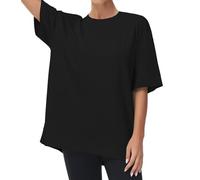 THE GYM PEOPLE T-Shirt Oversize Donna Maglia Sportiva a Maniche Corte per Palestra, Comoda e Traspirante per Allenamento, Casual Giornaliero,Nero,XL