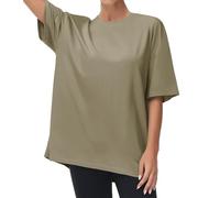 THE GYM PEOPLE T-Shirt Oversize Donna Maglia Sportiva a Maniche Corte per Palestra, Comoda e Traspirante per Allenamento, Casual Giornaliero,Grigio Verde,L