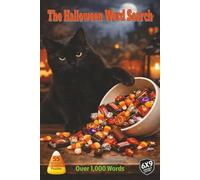 The Halloween Word Search: Boo! Halloween fun unfolds with candy spills, glowing pumpkins, cozy streets, and playful moments captured in 55 puzzles packed with over 1,000 words