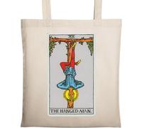 The Hanged Man Tarocchi Card Art Logo Naturale Cotone Ecologico Tote Bag Beige, Beige, Taglia unica