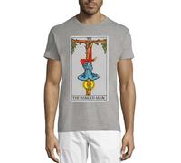 The Hanged Man Tarot Card Art Logo Crew Neck Cotone Uomo T-Shirt Grigio, grigio, M