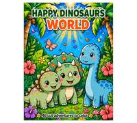 The Happy Dinosaur Coloring Book: 45 Big, Bold and Easy Cute Dino Adventures for Little Artists Ages 3-8