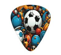 The happy world of soccer - Confezione da 12 plettri per chitarra, 4 pezzi in ciascuna delle 3 misure, adatti per una vasta gamma di strumenti a corda