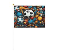 The happy world of soccer - Piccole bandiere su bastoncini, resistenti, 14 x 20 cm, mini bandiere per cortile, giardino e decorazioni esterne, confezione da 6 e 12 pezzi