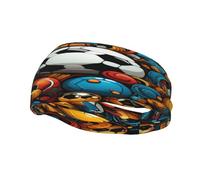 The Happy World of Soccer Sports - Fascia tergisudore, unisex, elastica, traspirante e traspirante