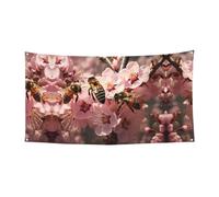 The hard-working bee. Bandiera stampata da appendere - 177,8 x 88,9 cm - Festone natalizio per feste e riunioni - 180 x 90 cm