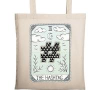 The Hashtag Funny Tarot Card Parody Social Media Graphic Borsa tote in cotone ecologico naturale Beige One Size
