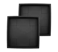 The HC Companies Accent - Sottovaso quadrato per piante, in plastica resistente, elegante vassoio quadrato per il drenaggio dell'acqua, resistente ai raggi UV, per interni ed esterni (35,6 cm, nero