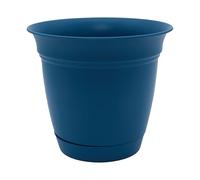 The HC Companies Vaso rotondo Eclipse da 25,4 cm, con sottovaso, per interni ed esterni, per fiori, verdure ed erbe, pavone