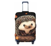 The Hedgehog in The Mushroom Grass - Copertura elastica da viaggio per valigia, con stampa, anti-graffio, Nero , M