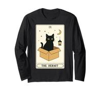 The Hermit Tarocco Card Cat in Box Mystic Funny Cat Maglia a Manica